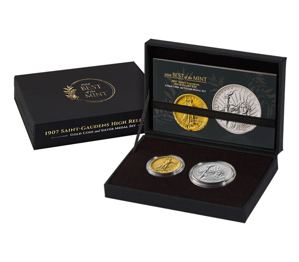 2026 Best of the Mint Saint-Gaudens gold coin and silver medal set in its presentation box
